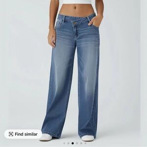 Halara Flex Asymmetrical Low Rise Baggy Wide Leg Jean